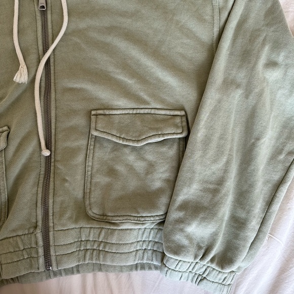 Aerie Sage Green Cropped Zip Up Hoodie- Size S - Picture 4 of 4
